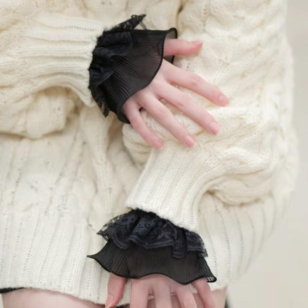 Ruffle False Wrist Cuffs Embroidery Details Lace Fake Cuffs Detachable Sleeves Bridal Gowns