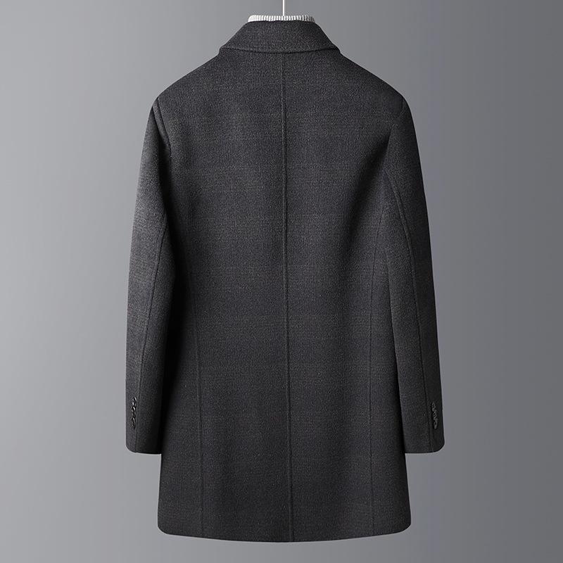 Осенне-зимнее утепленное двухстороннее шерстяное пальто с пуховой подкладкой Мужское кашемировое шерстяное пальто Средней длины Шерстяное двухстороннее шерстяное пальто
