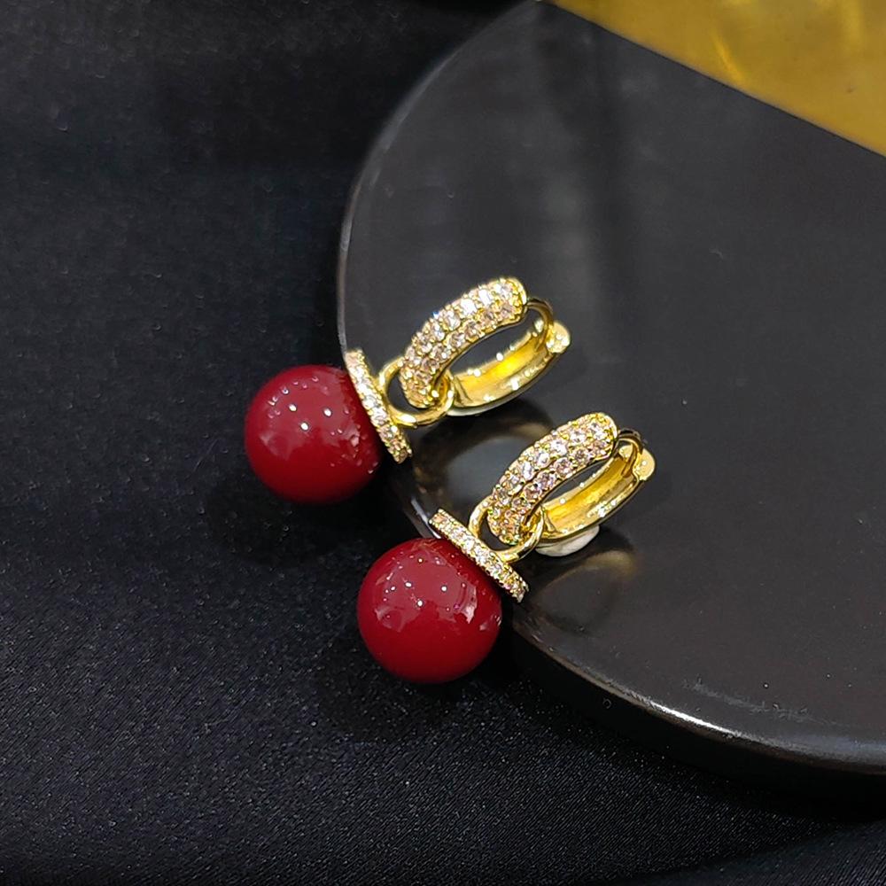 Серьги-каффы Ancola Red Silver Geometric с эмалью - Ретро мода, Высококлассные каффы для женщин