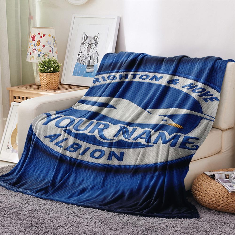 1PC Brighton Hove Albion Custom Name Patterned Flannel Blanket Suitable For All Seasons For Home Decor Warmth And Comfort Gifts Holiday Present