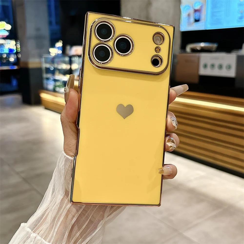 Модный блестящий силиконовый чехол с покрытием в форме сердца для IPhone 17 Pro Max Air 16 15 14 13 12 11 Plus Ударопрочный бампер Задняя крышка