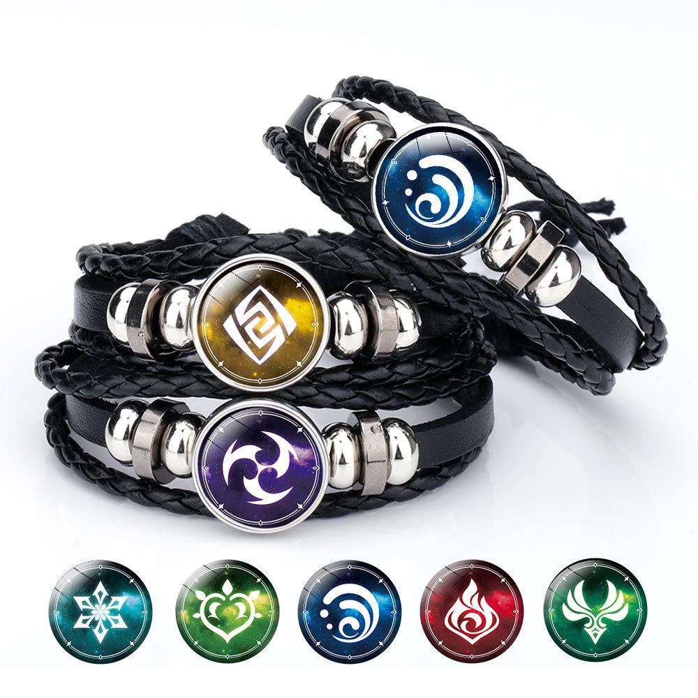 Trendy Unisex Weave Bracelets Gift Luminous Beads Eye of God Bracelets Jewelry Unisex Black Bracelet Leather