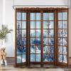 Winter Forest Scenery Shower Curtain Snow Window Outside Nature Landscape Snowy Pine Tree Bathroom Decor Polyester Bath Curtain