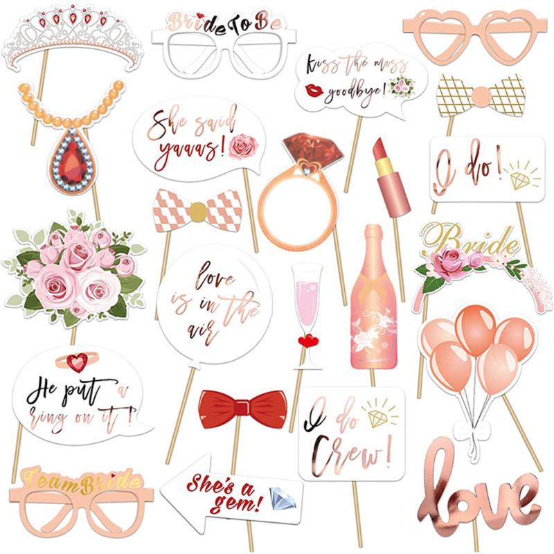 23 шт., красочные реквизит для фотосессии, девичник, вечерние невесты, свадебный душ, короны, кольца с бриллиантами, розы