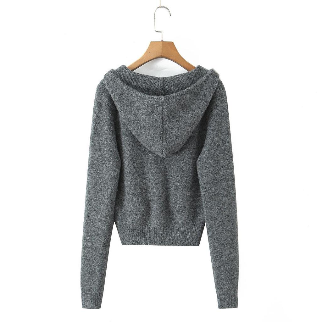 Европейско-американский осенний ретро французский кардиган с капюшоном и комплект юбки-полусолнца