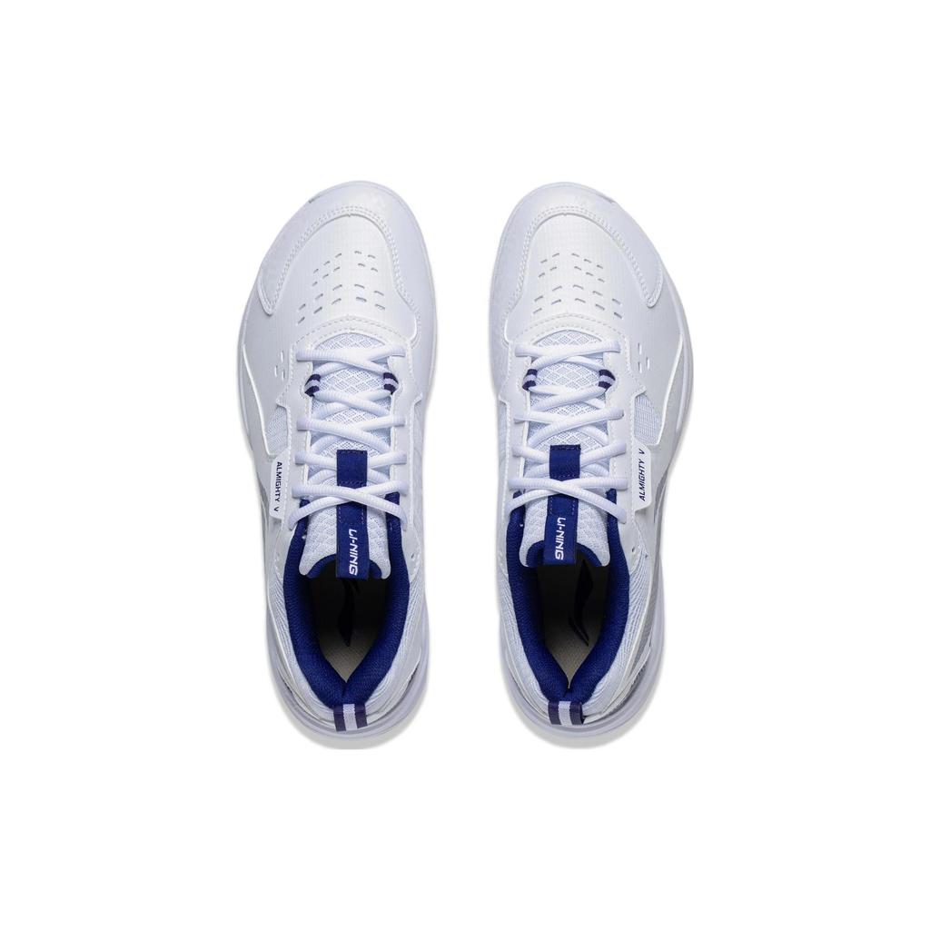 Li Ning Ace V Collection Нескользящие, износостойкие, дышащие низкие бадминтонные кроссовки Унисекс Белый Синий AYTT001-3