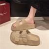 Retro Platform Slippers Women's Summer New Outer Wear Fashionable Versatile One-word Sand Sandals Women