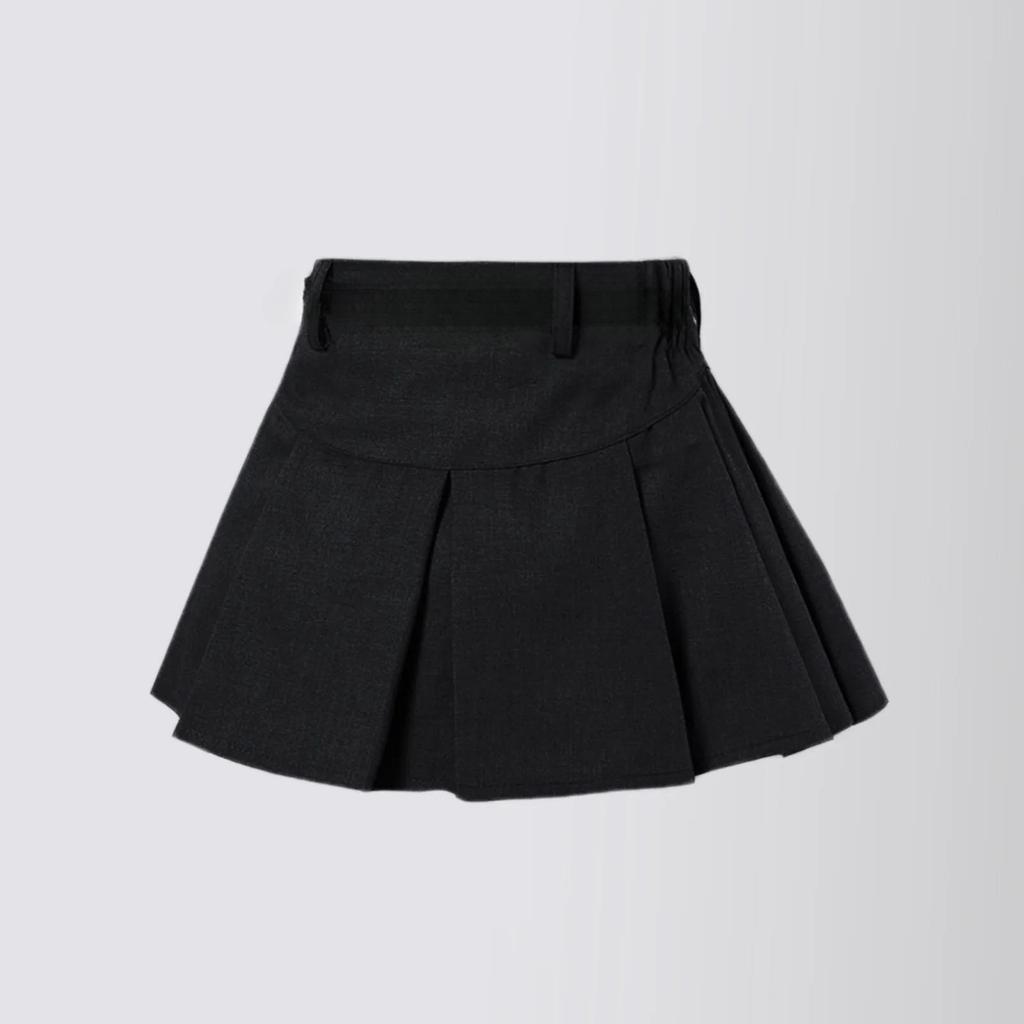 School Children Pleated Skirt Grey Formal Short Skirt Summer College Style Dance All-match Casual Solid Teens Girls A-line Skirt