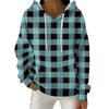 Women's Fashion Casual Plaid Print Pullover Long-Sleeve Hooded Sweatshirt