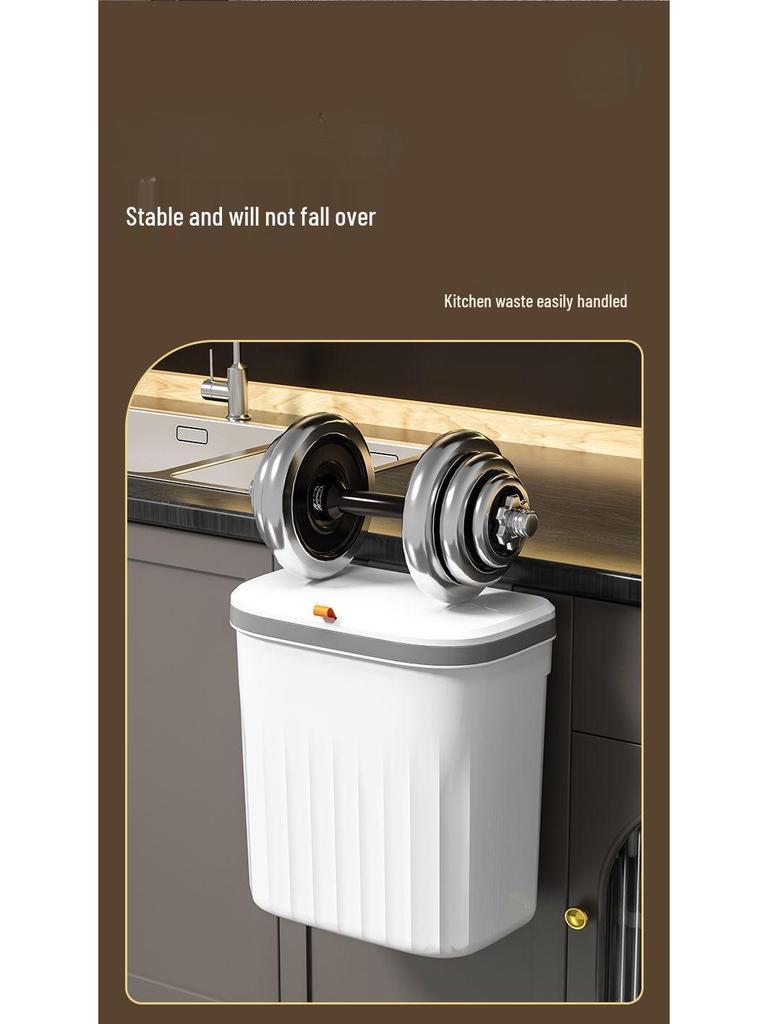 Wall-Mounted Kitchen Trash Can with Lid for Cabinets and Bathrooms