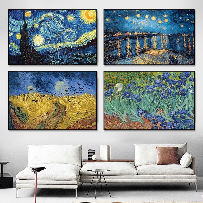 Известные картины Ван Гога, абстрактные холсты, постеры и принты, настенные художественные картины для гостиной, украшения дома, Куадрос