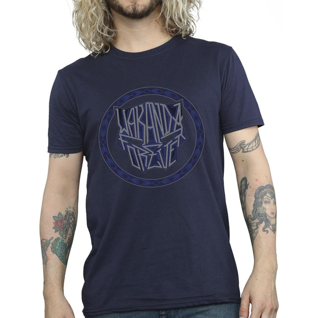 Marvel Mens Wakanda Forever Tribal Icon T-Shirt