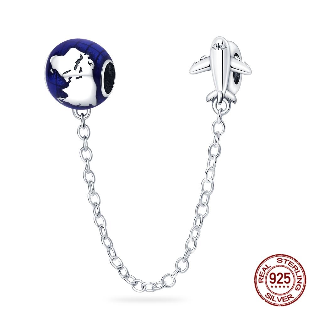 Original 100% 925 Silver Star Moon Safety Chain Fit 925 Original Bracelet & 3mm Bracelet DIY Jewelry Making Women Gift