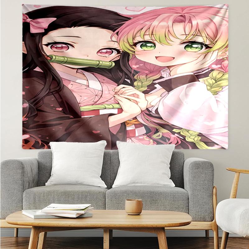 Ghost Slayer's Night Tapestry, Unique Design Tapestry, Suitable for Bedroom,Livingroom, Playroom,Heartwarming Fan Holiday Gifts