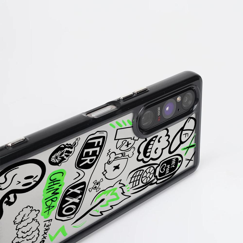 """Граффити""" Жесткий прозрачный чехол для телефона для Sony Xperia 1 V VI VII VIII Xperia 5 V Xperia 10 V VI VII / Ударопрочный чехол Sony"""
