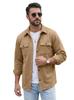 Men's Spring Autumn Cargo Jacket Turn-Down Collar Solid Slim Fit Multi-Pocket Casual Long Sleeve Outerwear
