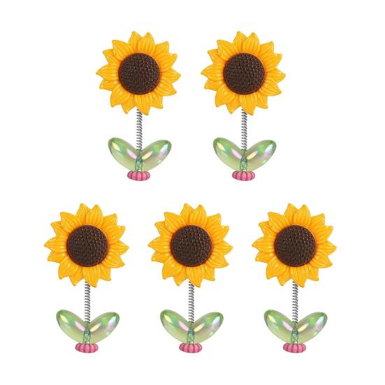 5/8/10Pcs Sunflower Decoration Car Ornament Realistic Looking Mini Size Easy To Install Spring-loaded