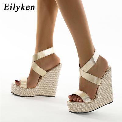Модные сандалии-клинья Eilyken Super High с открытым носком и гладиаторским плетением для женщин, с закрытой пяткой, на платформе, модная летняя обувь, размеры 35-42