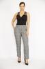 Women's Style Plus Size Pants Gray Large Size Plaid Patterned Pants With Elastic Waist And Side Stripe Detail