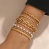 European and American Style Women's Bracelet Set Geometric Woven Design Bracelet Versatile Jewelry