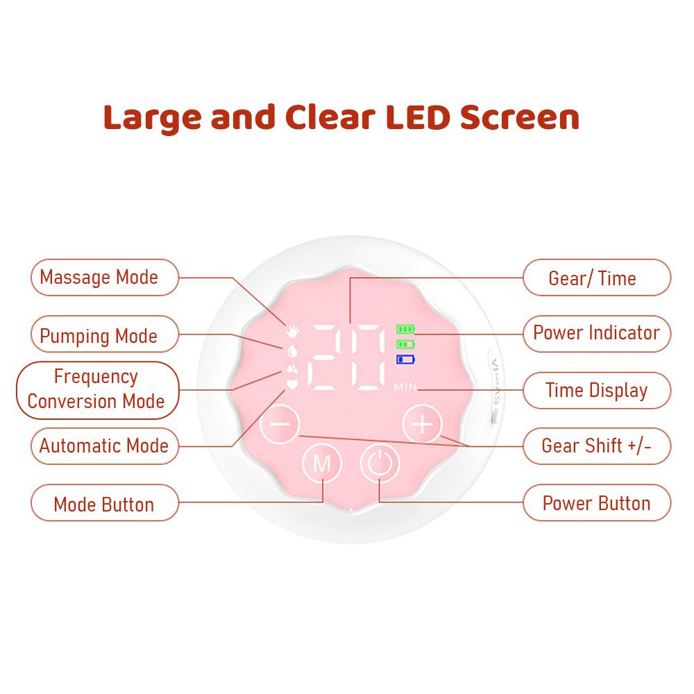 Переносной молокоотсос Электрический молокоотсос без помощи рук для грудного вскармливания 4 режима 12 Низкий уровень всасывания