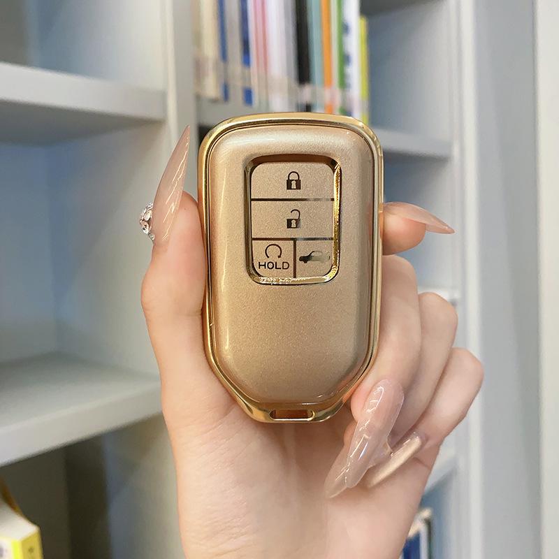 Honda Accord Gold Key Case - Compatible with XRV, 10th Gen, CRV, Fit, Lingpai, Binzhi, Xiangyu Models