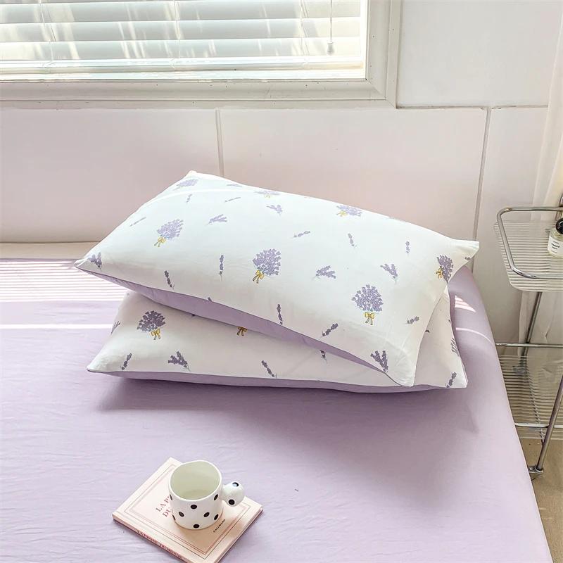Комплект постельного белья с фиолетовым цветочным принтом и лавандой, 3 предмета, комплект постельного белья с ботаническим рисунком и полевыми цветами, мягкий двусторонний пододеяльник с наволочкой