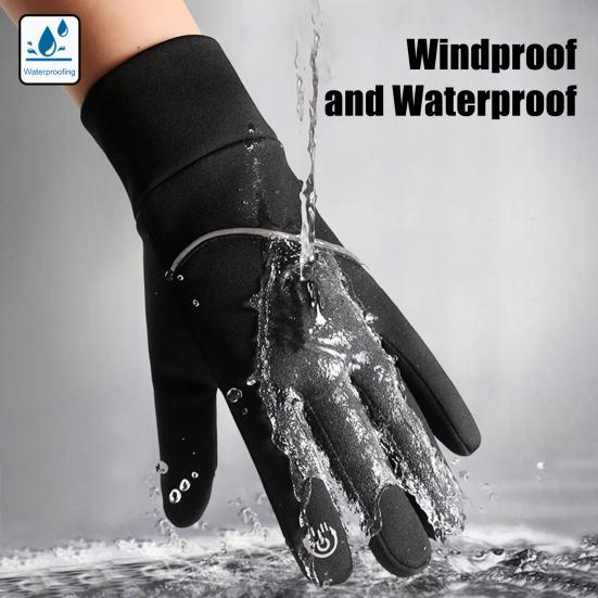 Водонепроницаемые термоперчатки для мужчин и женщин, теплые перчатки с сенсорным экраном, ветрозащитные перчатки с нескользящей ладонью для езды на велосипеде, катания на лыжах, пеших прогулок