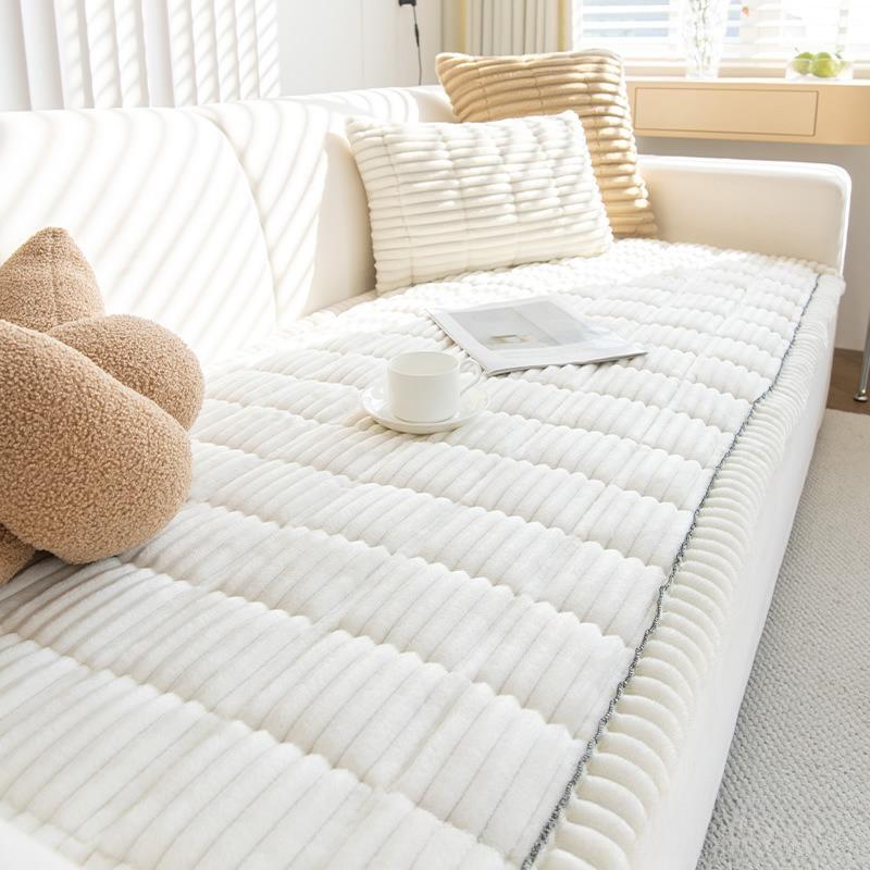 Толстая стеганая подушка для скамьи, вельветовая, теплая, коврик для дивана, осень-зима, простая однотонная, плюшевые подушки, противоскользящая, износостойкая, не сдвигающаяся