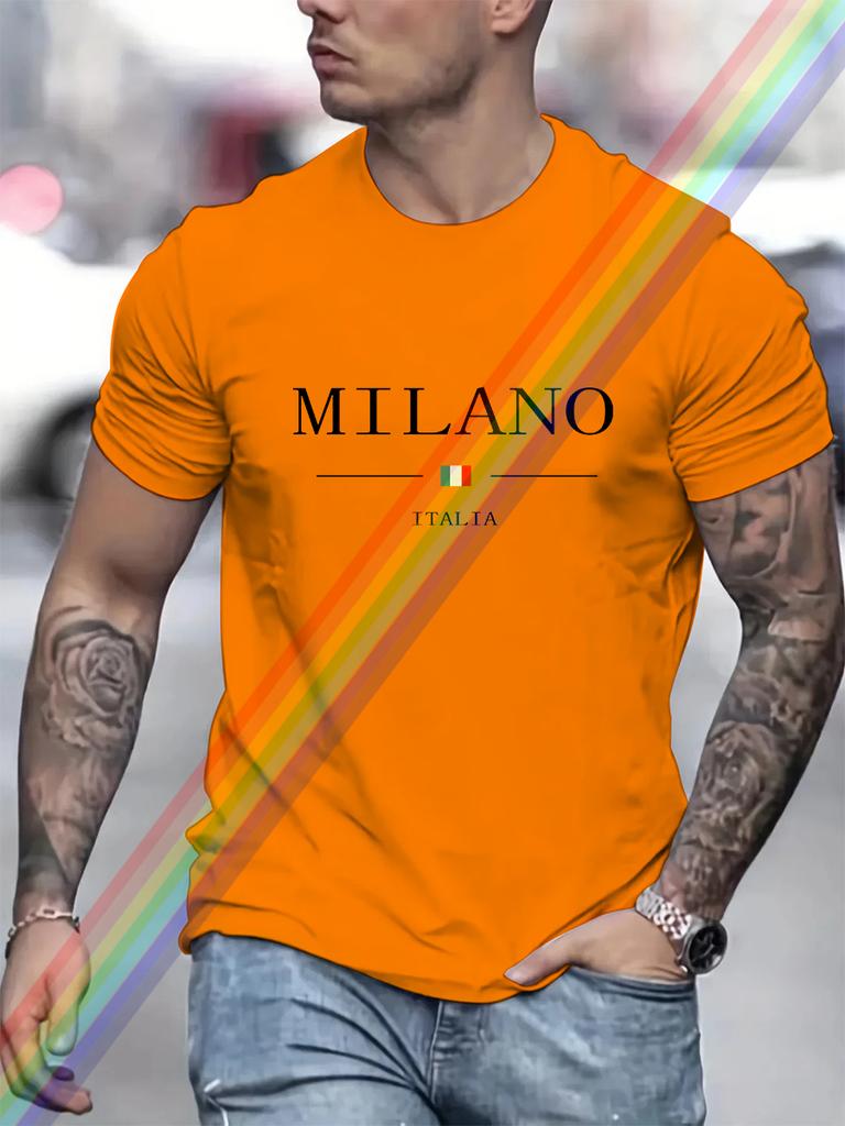 Milano Letter Print Cotton Oversized Men Short Sleeve Casual T Shirt Woman Clothing Tops  Summer Tees Fashion Streetwear