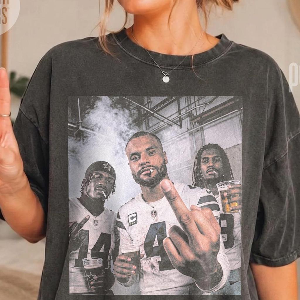Dak Prescott T-Shirt Funny Dallas Football Middle Finger Graphic Tee CeeDee Lamb Bootleg Sports Sweatshirt Comfort Colors Unisex Gift