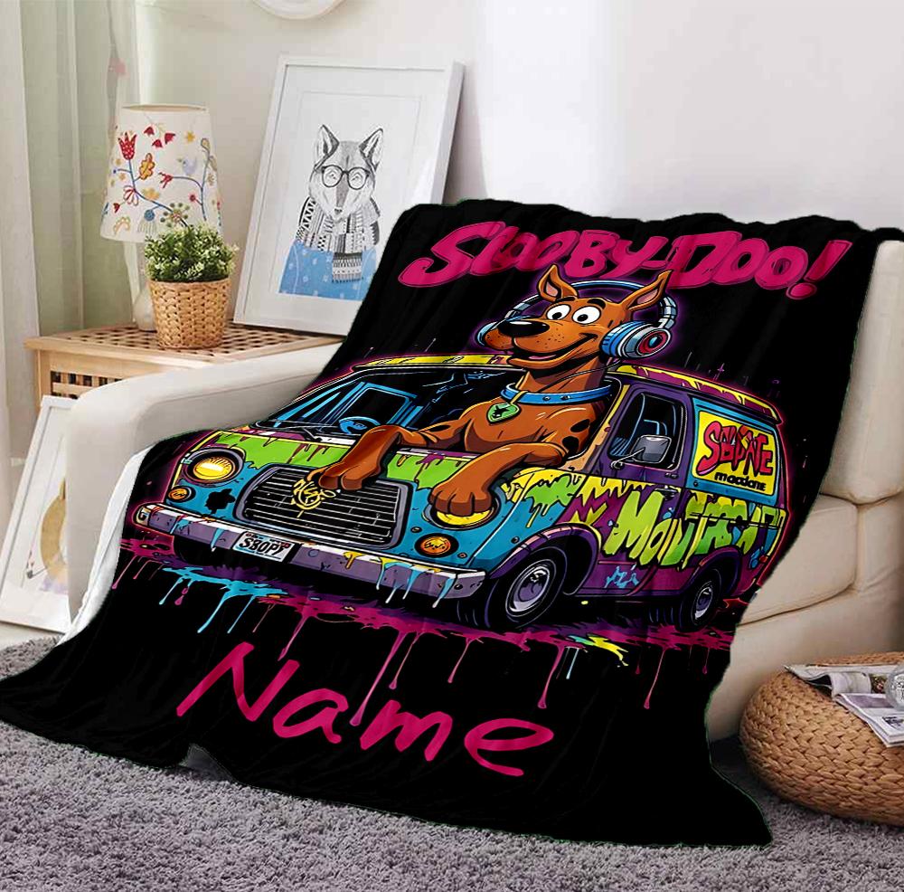 Custom Name Scooby Doo Night Flannel Blanket Throw Blanket Soft Warm Sofa Bed home Decor Unique Gift