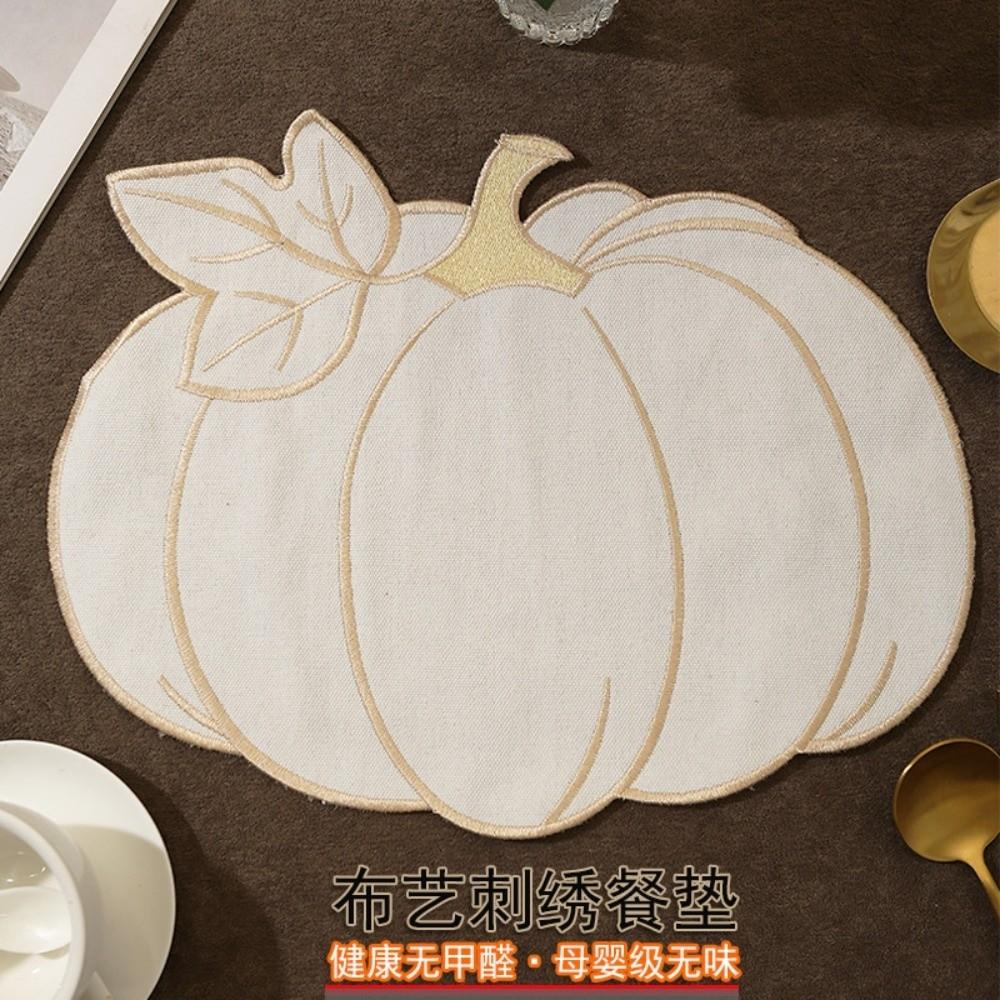 Embroidered Dining Table Mat Heat Insulated Pumpkin Placemat Durable Insulated Pad