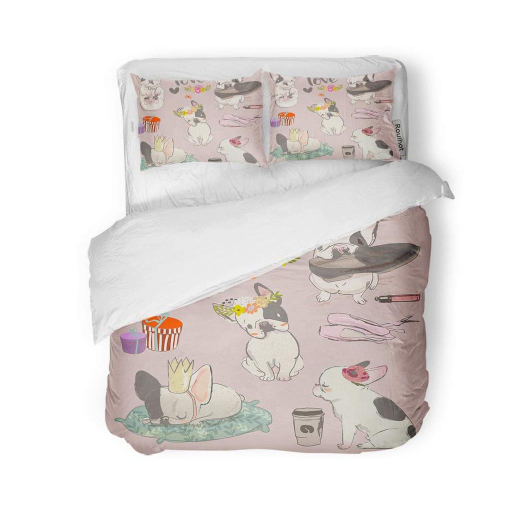 Пододеяльник с изображением мультяшного бульдога King Queen, комплект постельного белья для щенка шарпея, милый питомец, щенок, собачка, пододеяльник из полиэстера