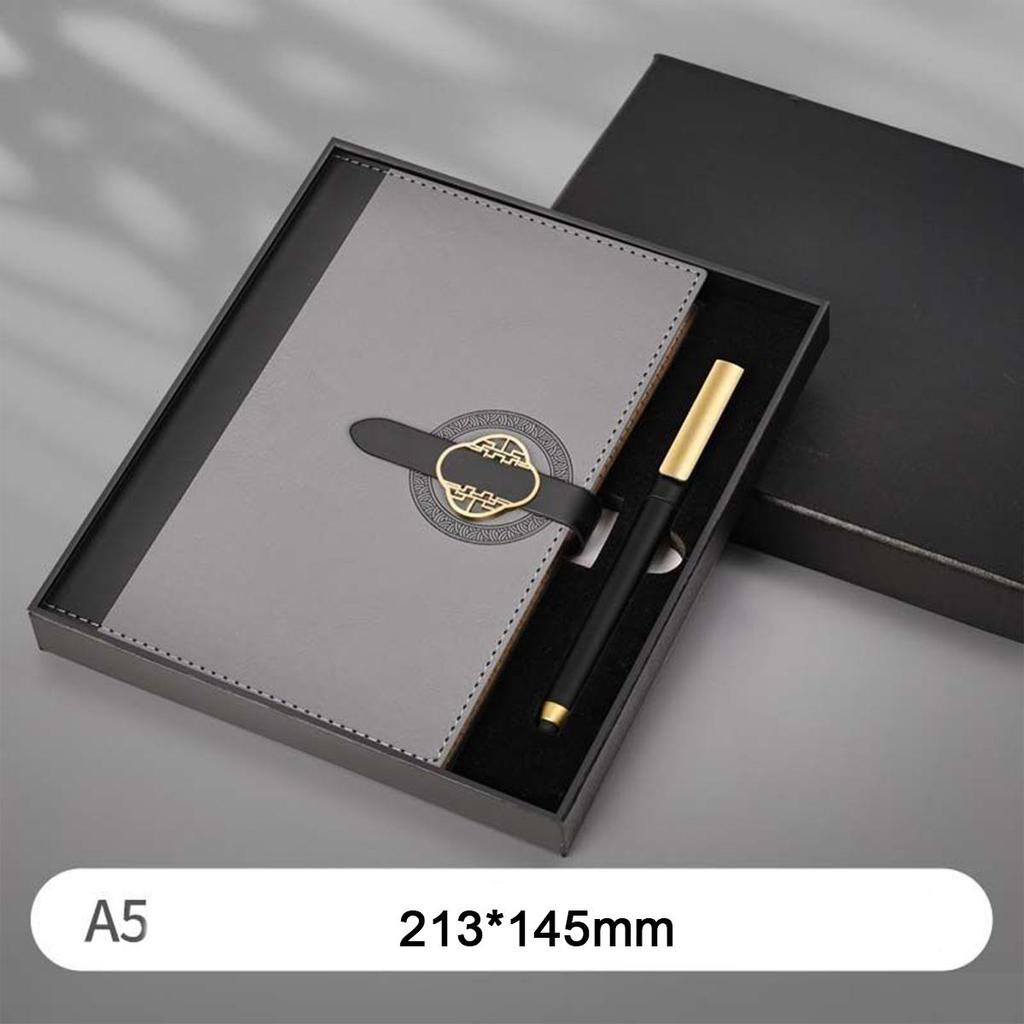 A5 Thick Leather Notepad, Student Subject Notebook, Work Meeting Record Book, Buckle Diary, Business Souvenir, 112 Sheets 224 Pages