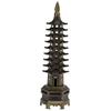 Tower Model Green Bronze Alloy 18cm 9 Levels WenChang Tower Desktop Ornament for Home Office