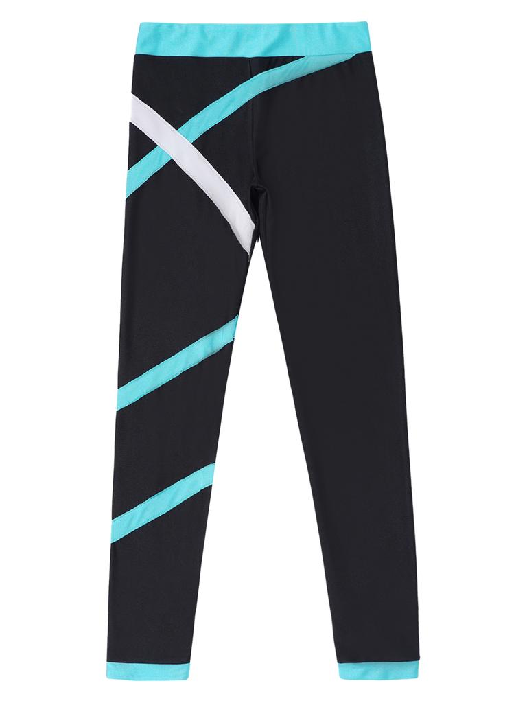 Детский укороченный топ без рукавов для девочек с леггинсами с цветными блоками, спортивная одежда для джазовых танцев, катания на коньках и тренировок