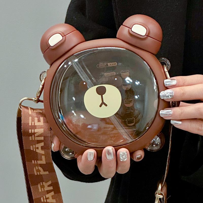 750 мл чайник с милым медведем, соломенная чашка для воды, летняя большая емкость, пластиковая соломенная чашка для питья, кавайная детская чашка для воды для школы