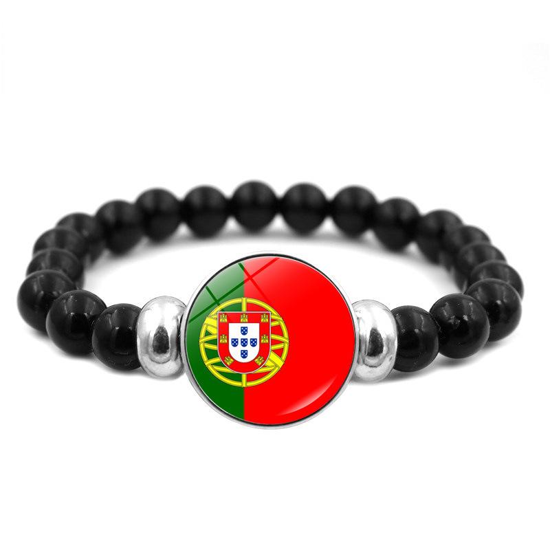 287 Countries National Flag Snap Button Elastic Band Beads Country Flag Independence Day Bead Jewelry Beaded Bracelet