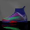 Футбольные бутсы для детей с высоким верхом Cross border 2024, крутые светящиеся тренировочные бутсы для мальчиков и девочек начальной школы
