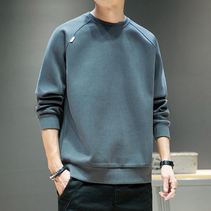 Свитер мужской осенний, новый, повседневный, футболка с длинным рукавом, свободный I, универсальный верхний базовый слой для мужчин