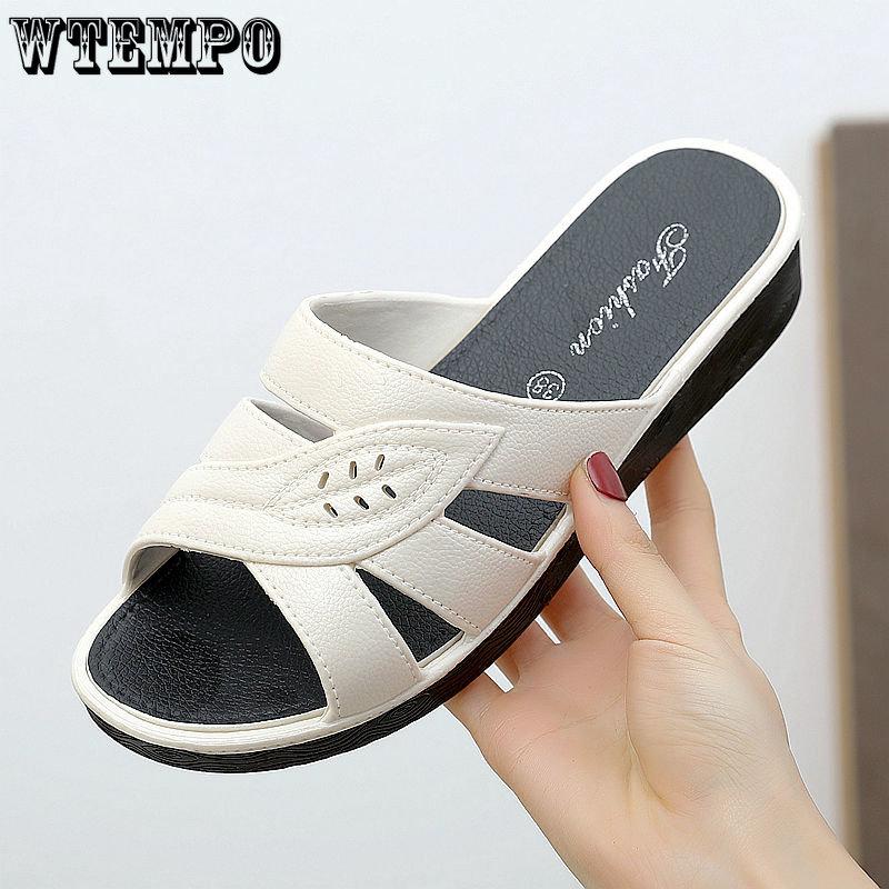 Slippers Women Summer Outer Soft Bottom Fashion All-match Home Thick Bottom Anti-slip Bath Middle-aged Ladies Sandals