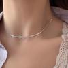 Серебряный браслет-бант из костей змеи для женщин и девочек, милый шарм-бантик, короткая цепочка на ключицы, набор ювелирных изделий