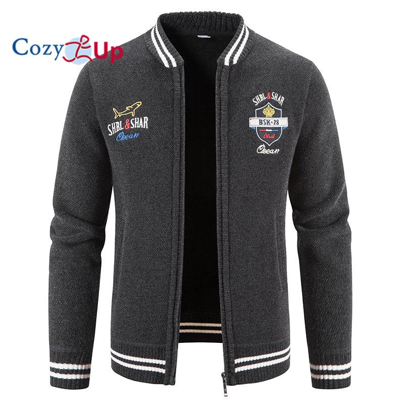 Cozy Up Men's Sweater Cardigan Sweater Zip Sweater Sweater Jacket Ribbed Knit Zipper Solid Color Stand Collar Casual Daily Clothing Apparel Winter
