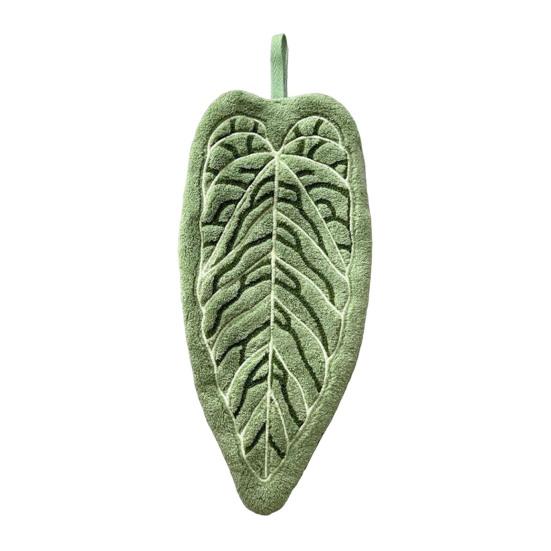 Полотенце для рук в форме листа Двустороннее подвесное полотенце Безворсовое Впитывающее Полотенце-лист с петлей для подвешивания для использования на кухне и в ванной