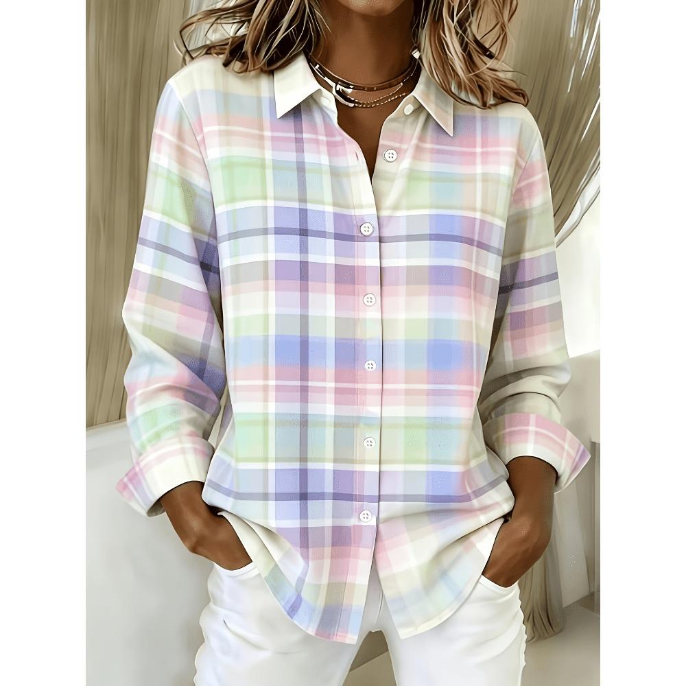 Elegant Ladies Printed Shirt - Long Sleeve Button Down Shirt, Classic Neckline