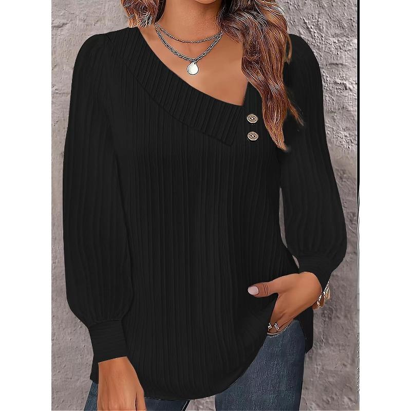 YYFS Женские модные повседневные однотонные пуловеры с длинными рукавами с принтом на весну и осень, блузки и рубашки с длинными рукавами