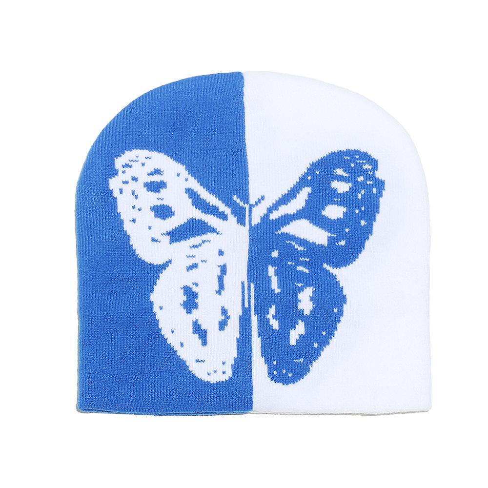 Осень и зима двухцветная бабочка теплая вязаная шапка тренд пуловер шерстяная шапка для улицы катание на лыжах холодная шапка дети