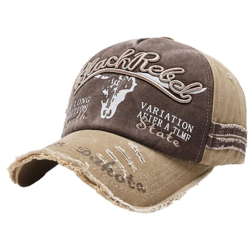 Popular hat pure cotton denim washed hole shading cap old embroidered retro baseball cap