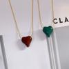 Instagram Blogger Popular Autumn and Winter New Love Enamel Drop Glaze Necklace Morandi Color Dark Wine Red BV Green Sweater Chain